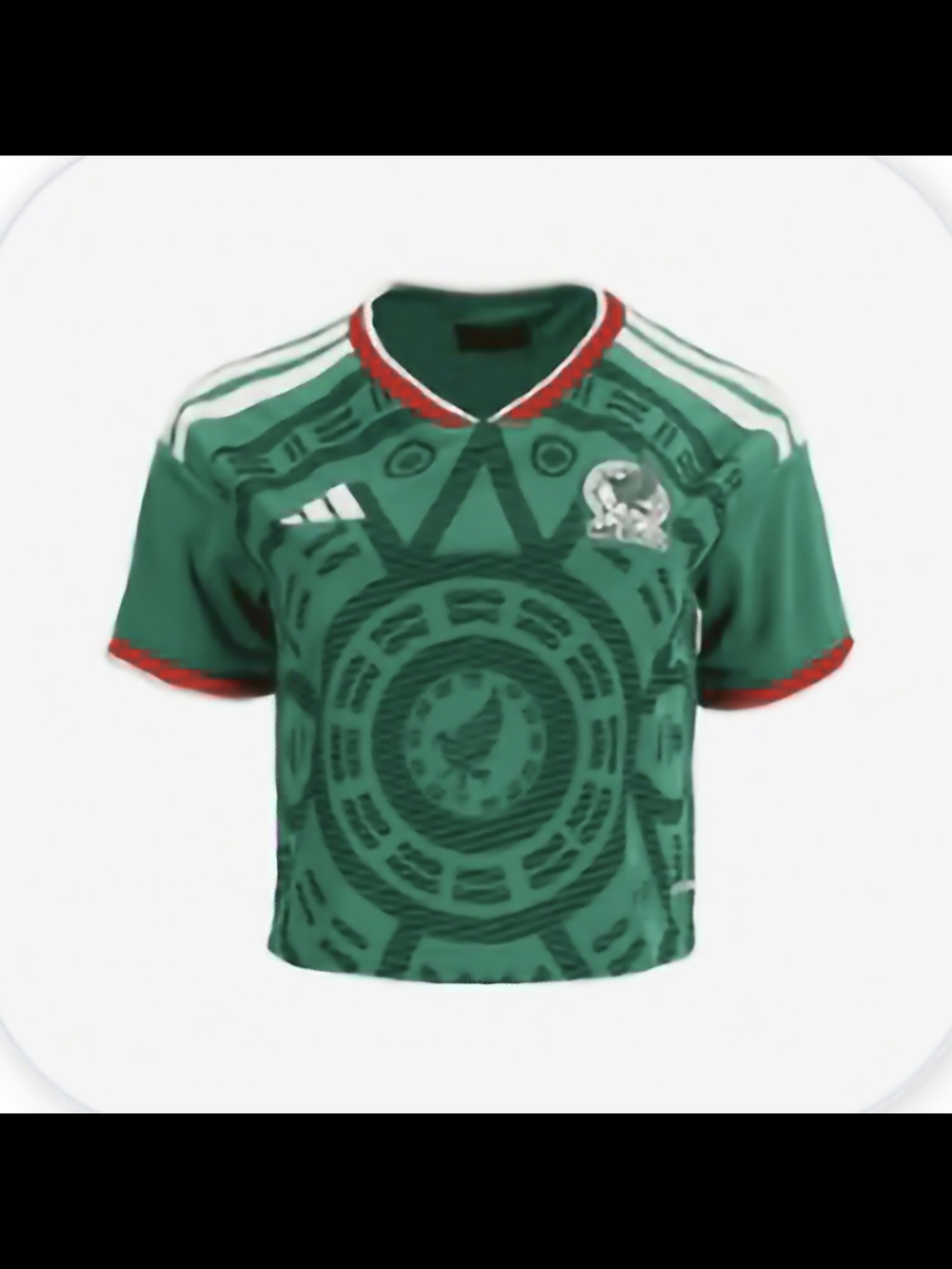 Mexico Green Soccer Crop Top Jersey with Aztec Graphic